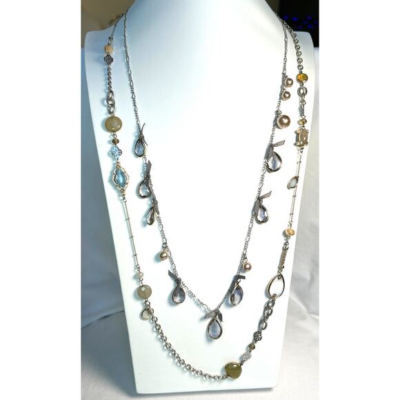 LOFT Silver and Gold Tone Beaded Layering Station Necklaces - Set of 2 - Picture 1 of 10
